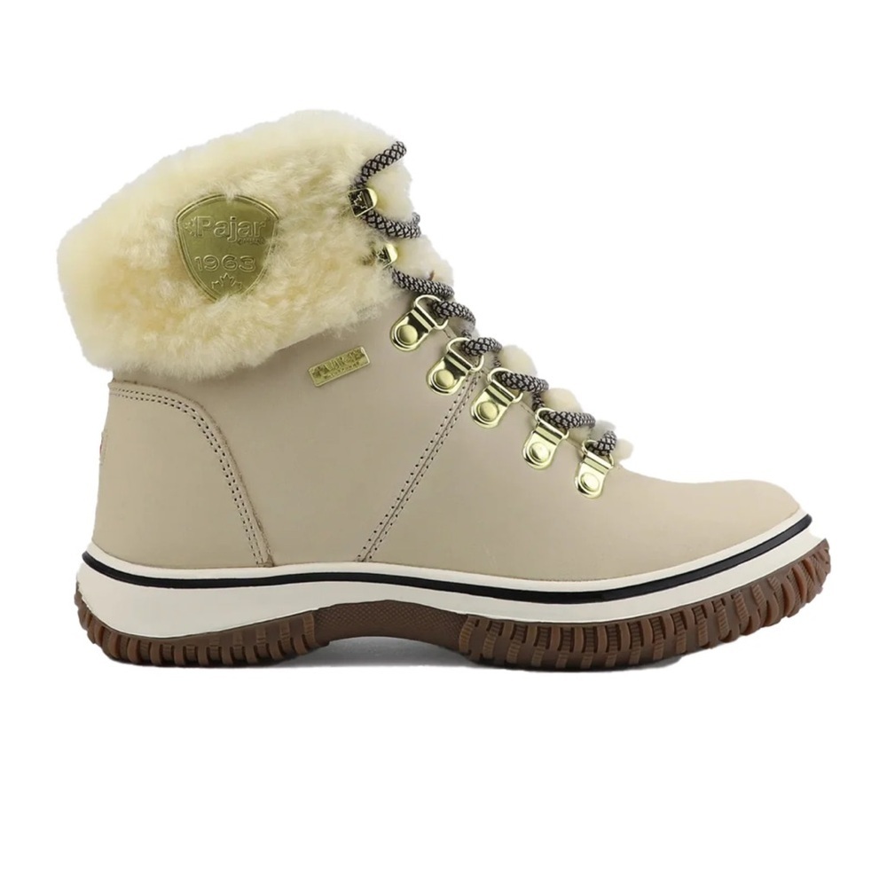 Pajar Galat Ankle Sheepskin Snow Waterproof Leather Boot Sand Women’s Size 6-6.5